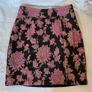 FL&L Jacquard Pink floral mini skirt